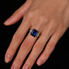 Vintage AGL Certified 6.80 Carat No Heat Blue Sapphire and Diamond Platinum Ring