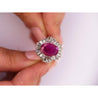 Vintage AGL Certified 6.95 Carat No Heat Burma Ruby & Diamond Cocktail Ring