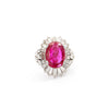 Vintage AGL Certified 6.95 Carat No Heat Burma Ruby & Diamond Cocktail Ring