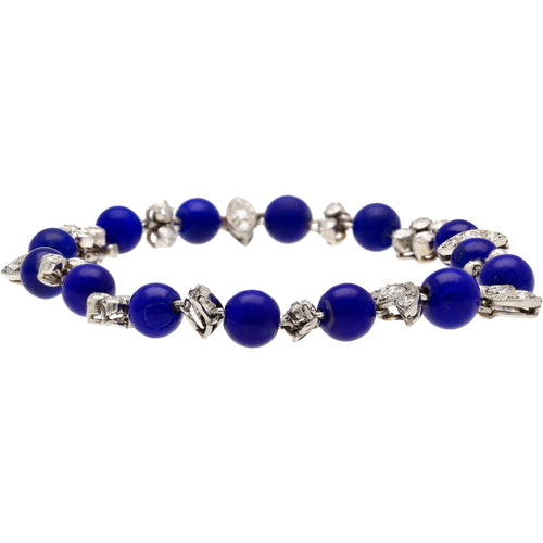 Vintage Art Deco Era Lapis & Diamond Platinum Bracelet