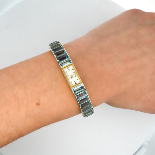 Vintage Blancpain Rayville Gold Ladies Watch On Aquamarine Bracelet