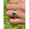 Vintage Blue Sapphire and Baguette Cut Diamond Cocktail 14k Gold Ring