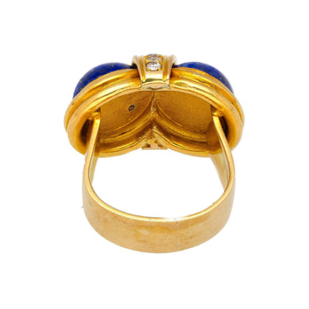 Vintage Cabochon Cut Lapis Lazuli and Diamond in 18K Yellow Gold Statement Rings – Assay Jewelers