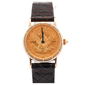 Vintage Corum 1899 5-Dollar USA Gold Coin Watch Face in Original Box with Crocodile Strap – Assay Jewelers