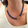 Vintage GIA Certified Lapis Lazuli 18K Gold Bead Necklace