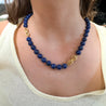 Vintage GIA Certified Lapis Lazuli 18K Gold Bead Necklace