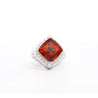 Vintage GIA Certified Orange Spessartine Garnet & Diamond 18K White Gold Ring