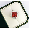 Vintage GIA Certified Orange Spessartine Garnet & Diamond 18K White Gold Ring