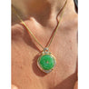 Vintage Jadeite Jade and Diamond Circular Pendant in 14k Gold