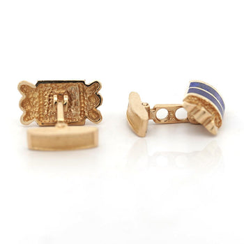 Vintage Lapis Lazuli 14K Gold Nugget Textured Cufflinks – Assay Jewelers
