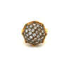 Vintage Retro 22K Carved Yellow Gold and Round Ball Diamond Cluster Ring