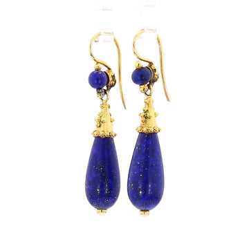 Vintage Retro Lapis Lazuli 18K Gold Drop Earrings – Assay Jewelers