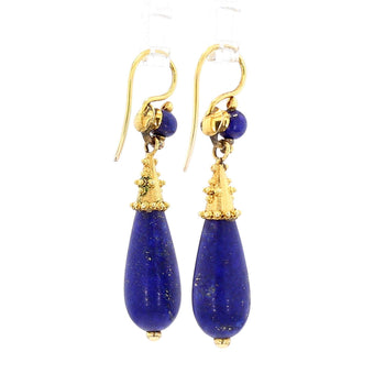 Vintage Retro Lapis Lazuli 18K Gold Drop Earrings – Assay Jewelers