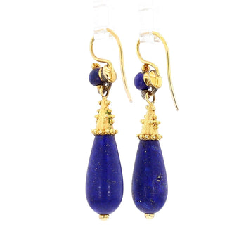 Vintage Retro Lapis Lazuli 18K Gold Drop Earrings – Assay Jewelers