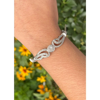Vintage Retro Old European Cut Diamond Bangle with Filigree and Milgrain Finish in 14K White Gold – Assay Jewelers
