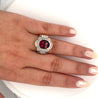 Vintage Retro Regal Style 5 Carat Red Tourmaline & Diamond Ring in 18K Gold