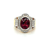 Vintage Retro Regal Style 5 Carat Red Tourmaline & Diamond Ring in 18K Gold