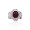 Vintage Retro Regal Style 5 Carat Red Tourmaline & Diamond Ring in 18K Gold