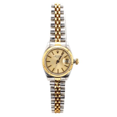 Vintage Rolex Oyster Perpetual Date Two Tone Ladies Watch 26mm Jubilee Bracelet