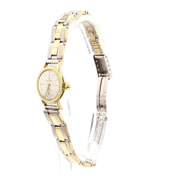 Vintage Rolex Precision 2-Tone Manual Wind Flex Stretch Bracelet Ladies Watch