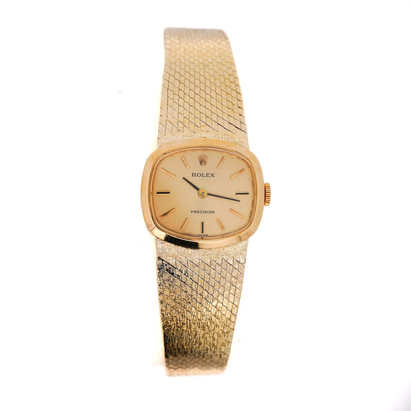 Vintage Rolex Precision 22m 18K Gold Champagne Dial Manual Wind Watch
