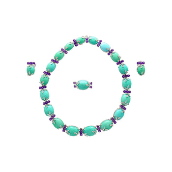 Vintage Turquoise, Amethyst and Diamond Ring, Earring, and Necklace Jewelry Set – Assay Jewelers