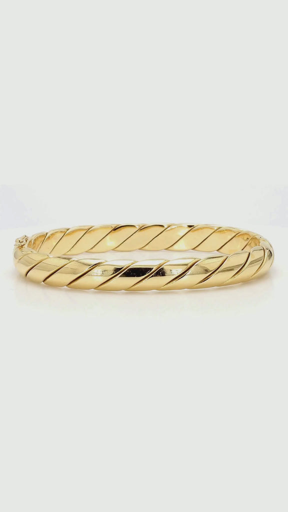 Tiffany & Co. 18K Gold Braided Twisted Rope Hinged Bangle Bracelet