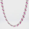 16.25 Carat Ruby & Diamond 18K White Cascade Link Necklace