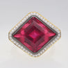 GIA Certified 17.16 Carat Lozenge Cut Rubellite Red Tourmaline Ring