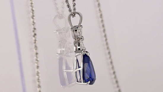 GIA Certified 6.82 Carat Pear Cut No Heat Blue Sapphire Drop Pendant Necklace
