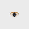 1.5 Carat Deep Blue Sapphire & Diamond Cathedral 18K Gold Ring