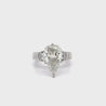 4.86 Carat Pear Cut Diamond 18K White Filigree Vintage Engagement Ring