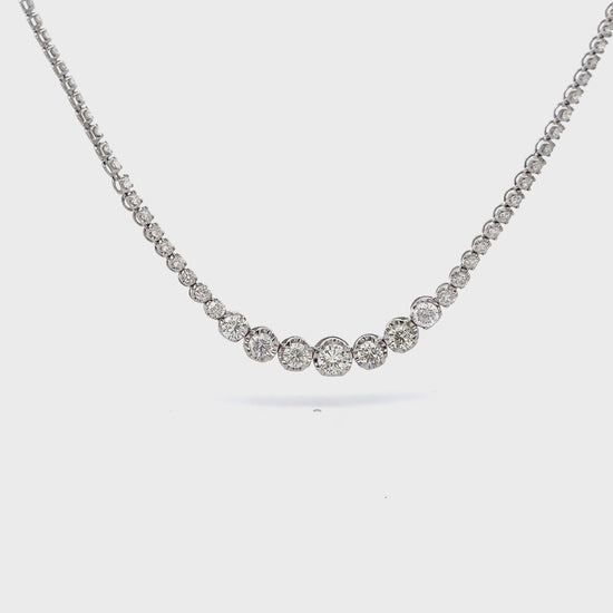 5.5 Carat Diamond White Gold Graduated Riviera Cupcake Tennis Necklace