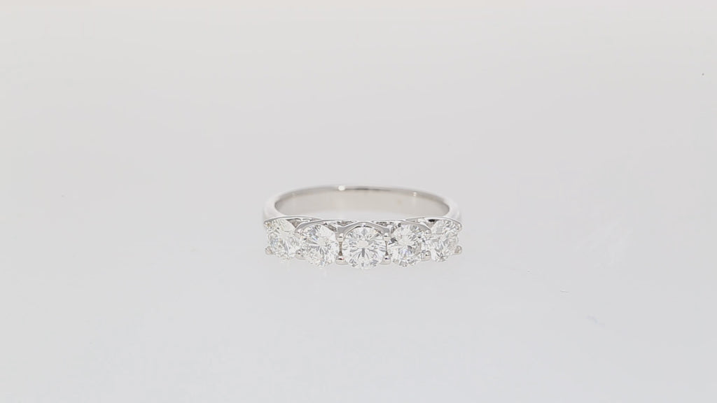 1.54 Carat Round Lab-Grown Diamond in 14K White Gold Half Eternity Ring