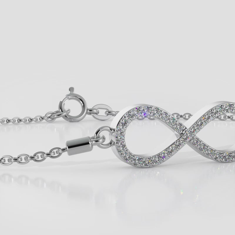 Infinity Pave Diamond Adjustable Bracelet 14K White Gold