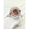 GIA Certified Radiant Cut Fancy Dark Brown Pink Diamond and Diamond Halo Wide Frame Ring in 18K White Gold